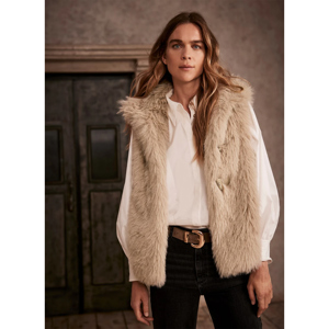 Mint Velvet Neutral Faux Fur Gilet